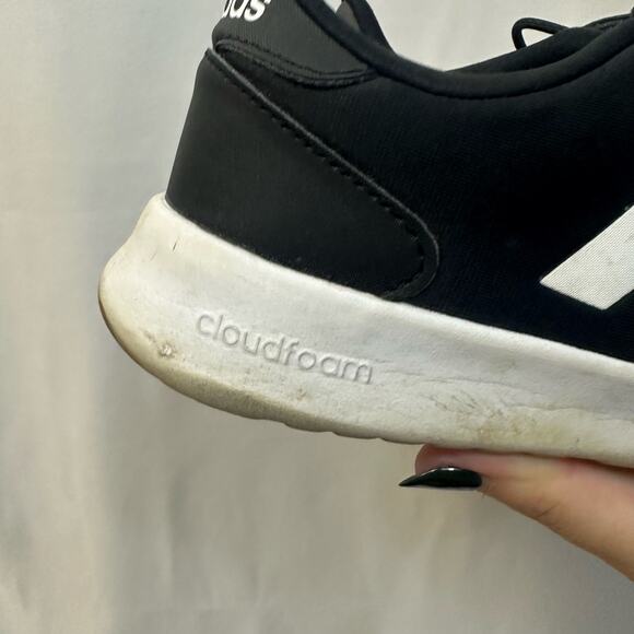 Adidas Cloudfoam Black White Sneakers Lightweight Good Tread 7.5 - Picture 7 of 8